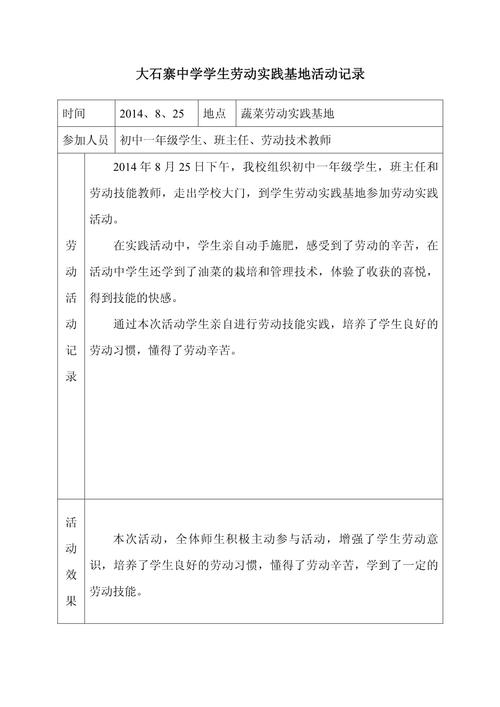 劳动教育实践（劳动教育实践活动记录表怎么填）
